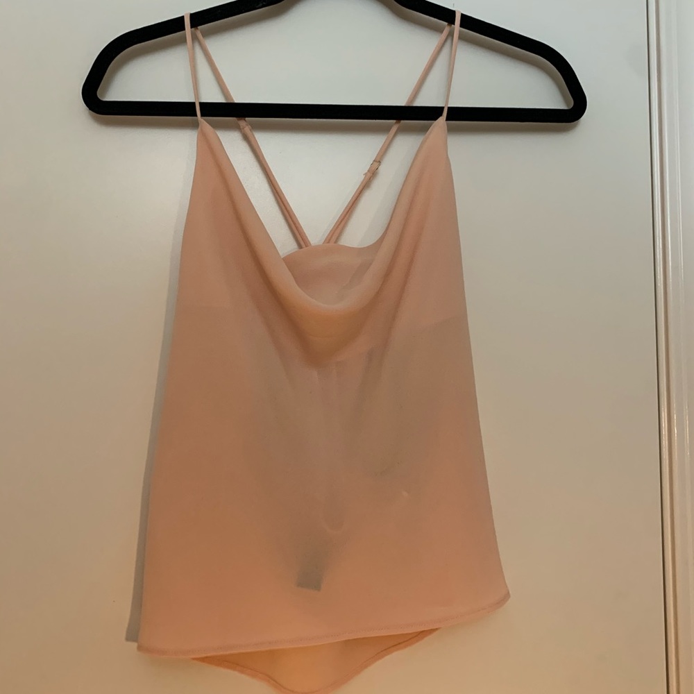 F21 Blush Cowl Neck Cropped Blouse